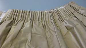 Set of gold pencil pleat blockout curtains - very good condition