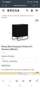 Brosa compact chest of 3 drawers black