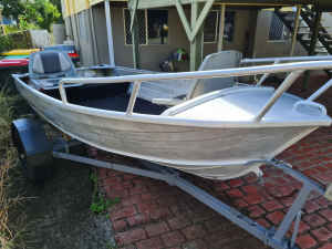 Savage 3.5M 11 Foot Aluminium Boat Tinny 5HP Motor Trailer Fishing 