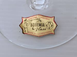 Vintage Bohemia Glass Czechoslovakia set of 5 glasses Unused