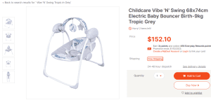 Almost New Childcare Vibe N Swing Electric Baby Bouncer Birth-9kg