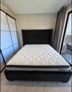 King size bed frame, headboard and mattress