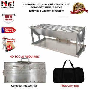 LATEST COMPACT FOLDING 304 STAINLESS STEEL BBQ CHARCOAL STOVE GRILL