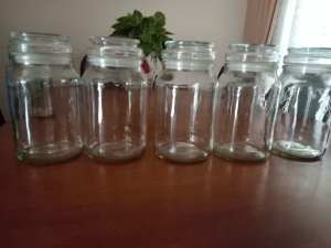 5 dishwasher cleaned large 250g glass moccona storage pantry jars