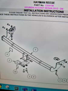 Hyundai accent towbar, to suit 7/2011 to 10/2014.