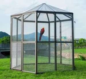 White or Black Large Bird Aviary Pet Cage Mesh sides Door Entry 