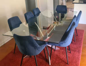 8 seater glass dining table and chairs
