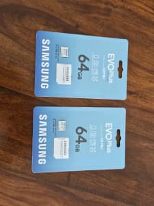 2 x Samsung Evo Plus 64GB SD memory cards *NEW*