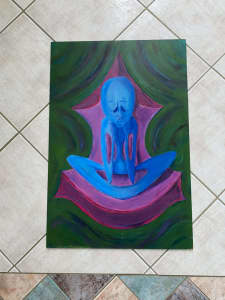 Interpretative Painting of Sadness Anxiety Depression Green Purple