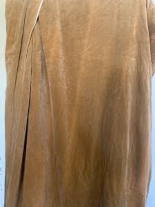 4 x full length golden brown velvet cotton curtains w backing