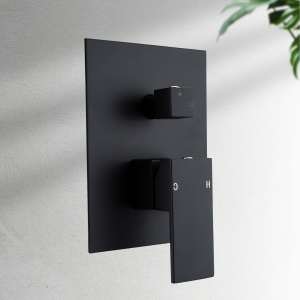 Black Square Shower Mixer Tap with Brass Diverter