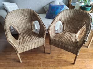x2 Handmade Rattan and Bamboo Chairs 