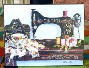 Gail Mccormack original artwork Singer Sewing Machine signed