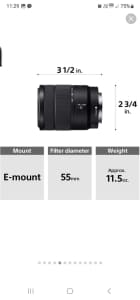 Sony 18-135mm f3.5-5.6 oss apsc zoom lens