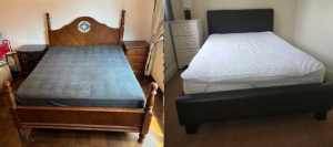 2 sets solid wooden queen bed frame 155cmx210cm, with wooden slats, no