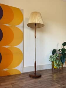 Mid Century 1960s Vintage Retro Teak & Brass Timber Floor Lamp