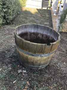Wine barrel flower pot