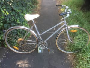 Vintage Silver Graecross step through Bike-selling as is