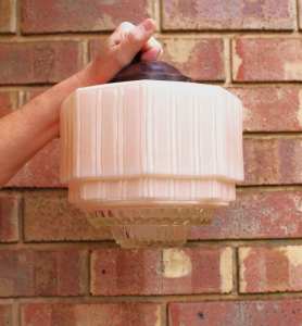 Vintage Art Deco Pink Light Shade Fitting Clear Diffuser