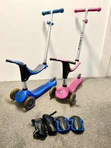 Globber Kids Scooters With Toddler Seat & Protective Pads