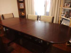 6 foot extension table and 6 upholstered chairs 