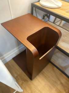 *SCRATCH AND DENT* Modern End Side Table WITH Magazine Holder Walnut