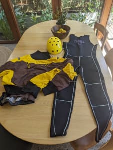 Whitewater Kayaking Helmet, Dry Jacket and Wetsuit
