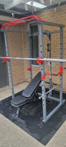 Power Cage Rack with Cable System inc barbell, weights and bench 