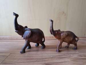 solid wooden african elephant carving