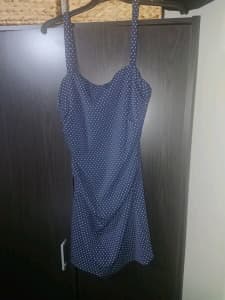 Bec & Bridge navy blue polka dot mini dress size 12 paid $280