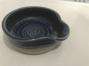 blue pottery spoon dish