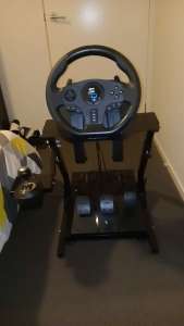 Gaming steering wheel set with stand