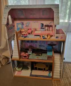 Doll house with wooden Furniture 3 story