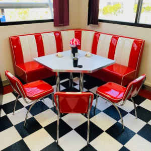 1950 Retro Cafe Corner Booth ( 1 Corner Sofa 1 Table 3 Chairs)