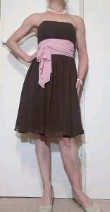 SALE Alfred Angelo Designer Label Brown & Peach Strapless Dress