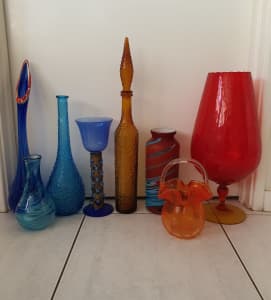 Vintage coloured glassware 