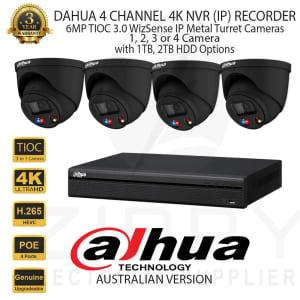 Dahua 4CH 4K NVR Kit 6MP TIOC 3.0 Smart Metal IP Cameras HDDs 