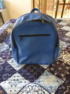 Blue Typo Backpack Handbag 