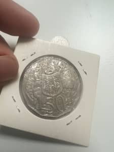 1969 AUSTRALIAN 50 CENT COIN ELIZABETH II COAT OF ARMS