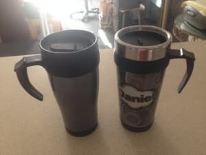 Coffee mugs. 2 aluminium & plastic non breakable mugs. 