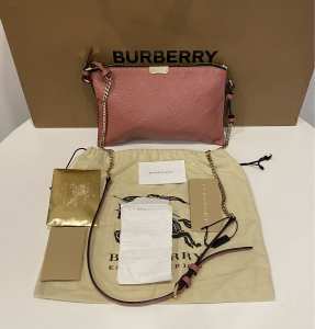 Authentic Burberry Peyton Embossed Check Leather Crossbody Bag
