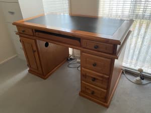 Executive Office Desk Solid Timber with Leather Insert to the Top 