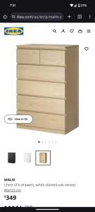 IKEA Malm 6 drawers tall boy