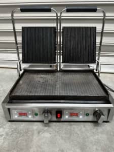USED Apuro Double Contact Grill Ribbed Top Plates with Timer - FC385