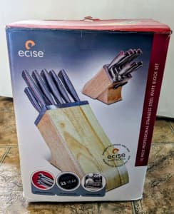 Ecise 10 Piece Stainless Steel Knife Block Set *NEW*