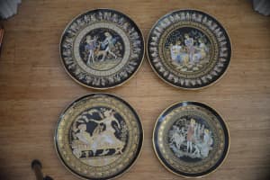 Set of 4 decorative plates hand made in Greece