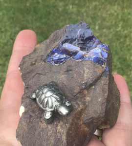Blue Boulder Opal Turtle Display Stone