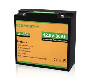 CS | ECO-WORTHY 12V 30Ah Lithium Battery LiFePO4 Cell Rechargeable