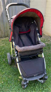 Colorado Single Pram red and Charcoal