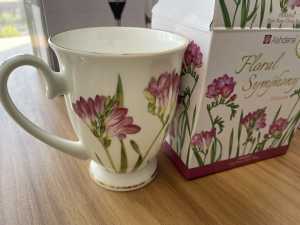 Tea cup featuring delicate flower pattern